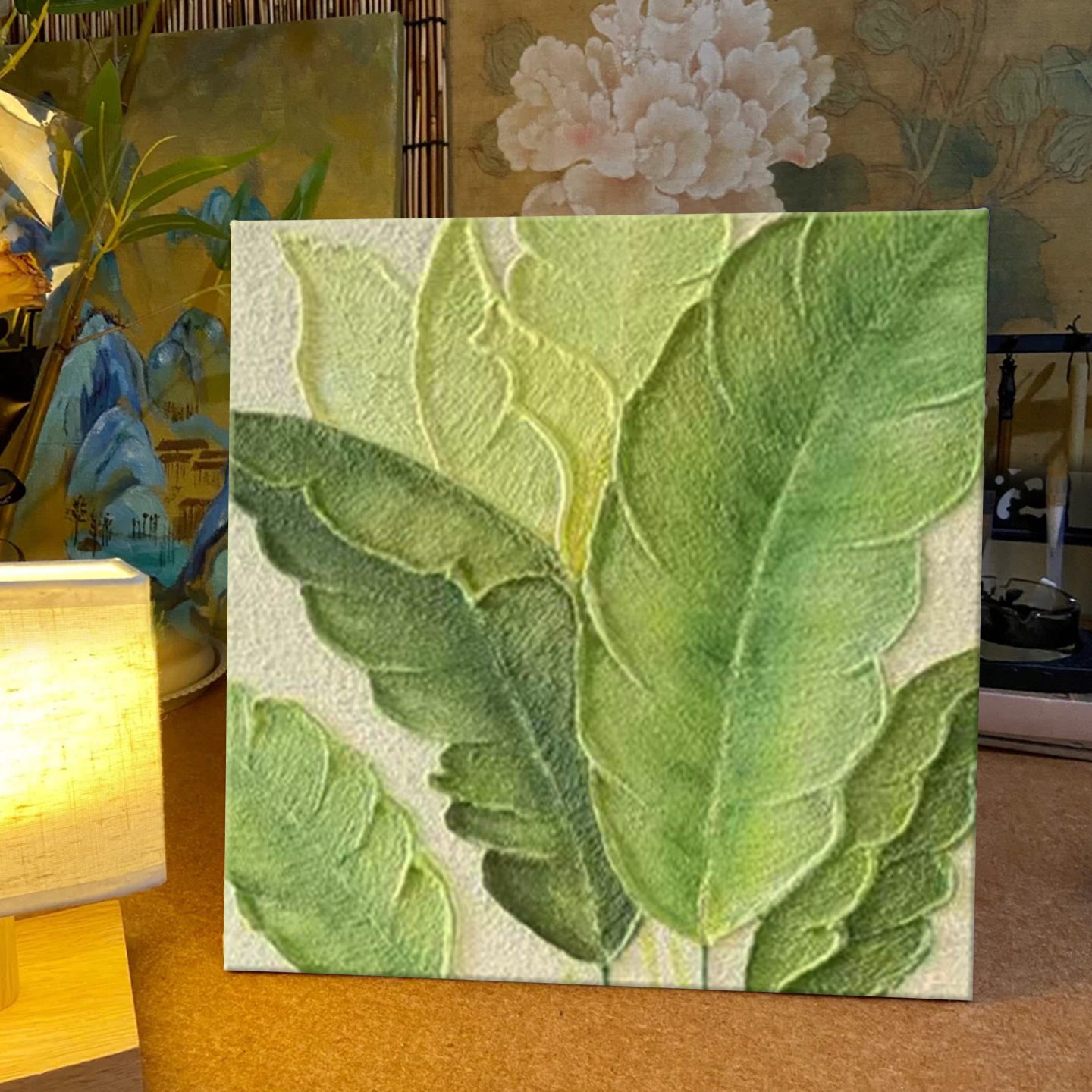 粉色家大业大数字油画肌理画diy