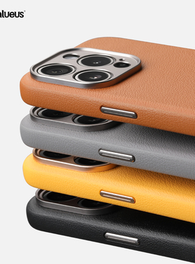 Balueus适用苹果16ProMax手机壳iPhone15Pro新款真皮保护套Magsafe磁吸por金属镜头ip全包防摔16高级感男15女
