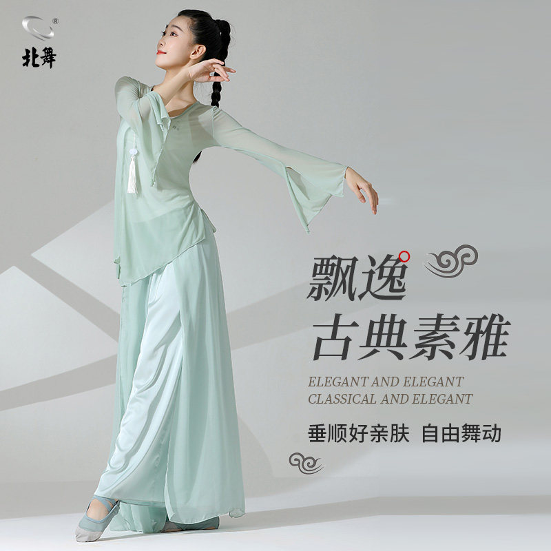 北舞古典舞纱裤演出服女飘逸中国舞表演服仙气舞蹈练功服夏阔腿裤
