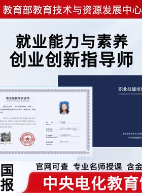 教育部中央电教馆就业能力与素养创业创新指导师高级证书报名培训