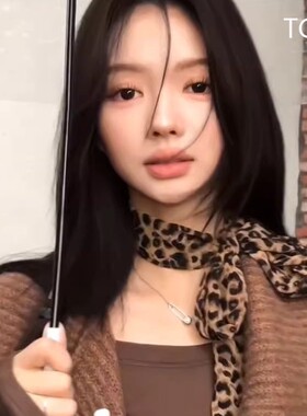 TGEA【原创】秋季新款百搭豹纹围巾女不规则千禧辣妹丝巾小众复古