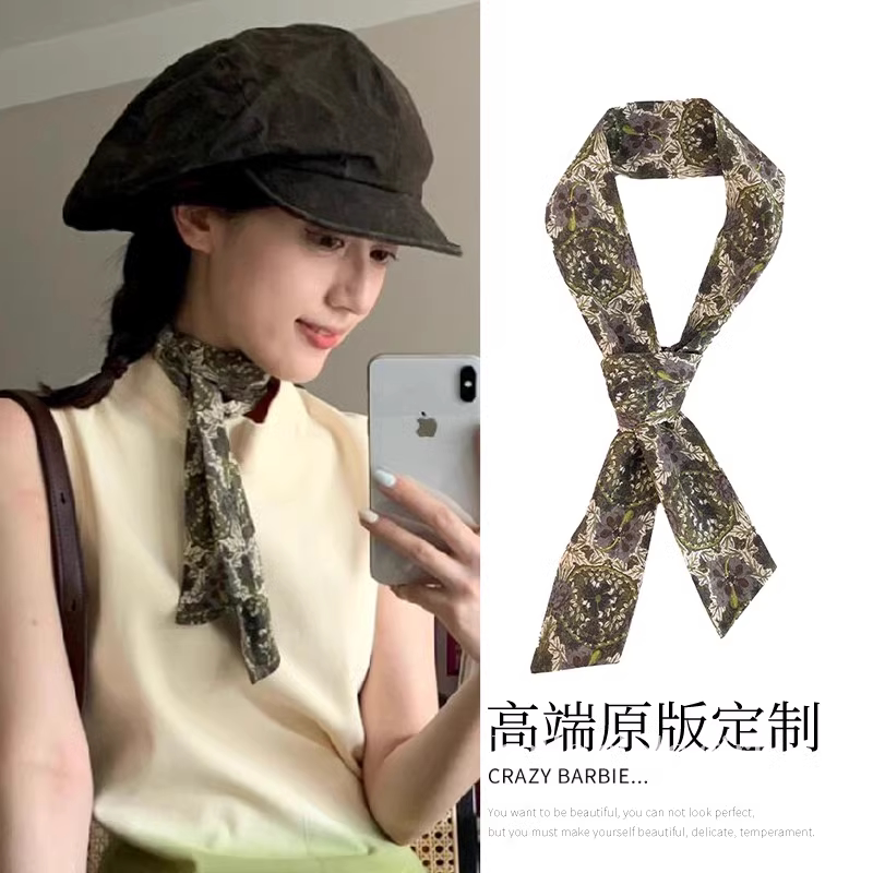 森系复古!印花古着丝巾女高级感