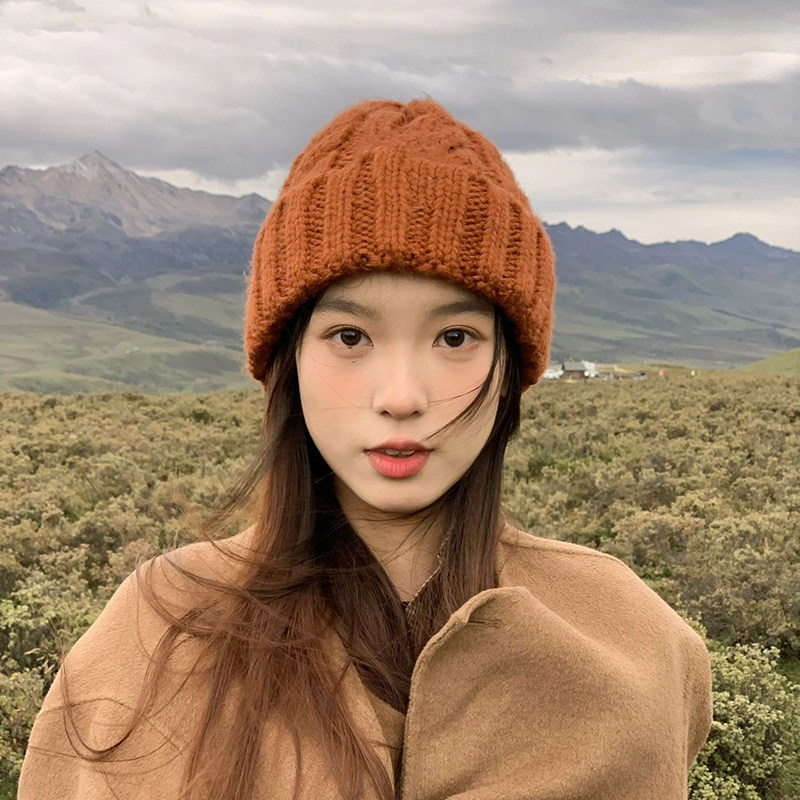 2026年帽子女粗线针织毛线帽秋冬百搭大头围宽松ins潮显脸小冷帽