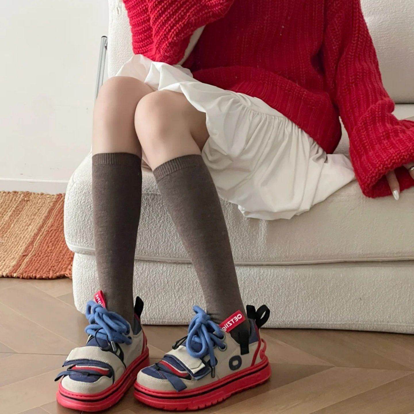 "咖配红" 高品质超细羊毛无骨小腿袜早春简约及膝可堆堆软糯袜女,女士内衣/男士内衣/家居服,长筒袜,淘宝优惠券,粉丝福利购,淘宝优惠卷