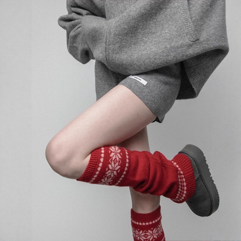 酷飒美炸了秋冬羊毛保暖堆堆袜套