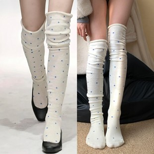 过膝袜 过膝袜鞋 加绒袜版 堆起来没有那么厚重 带 本 Ashley同款