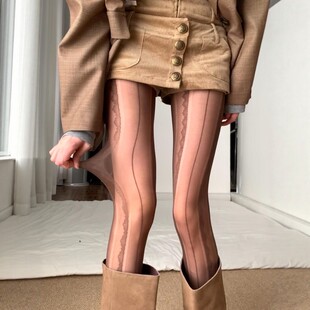 复古美拉德！咖色蕾丝丝袜！咖色丝袜女春2026新款爆款薄款防勾丝