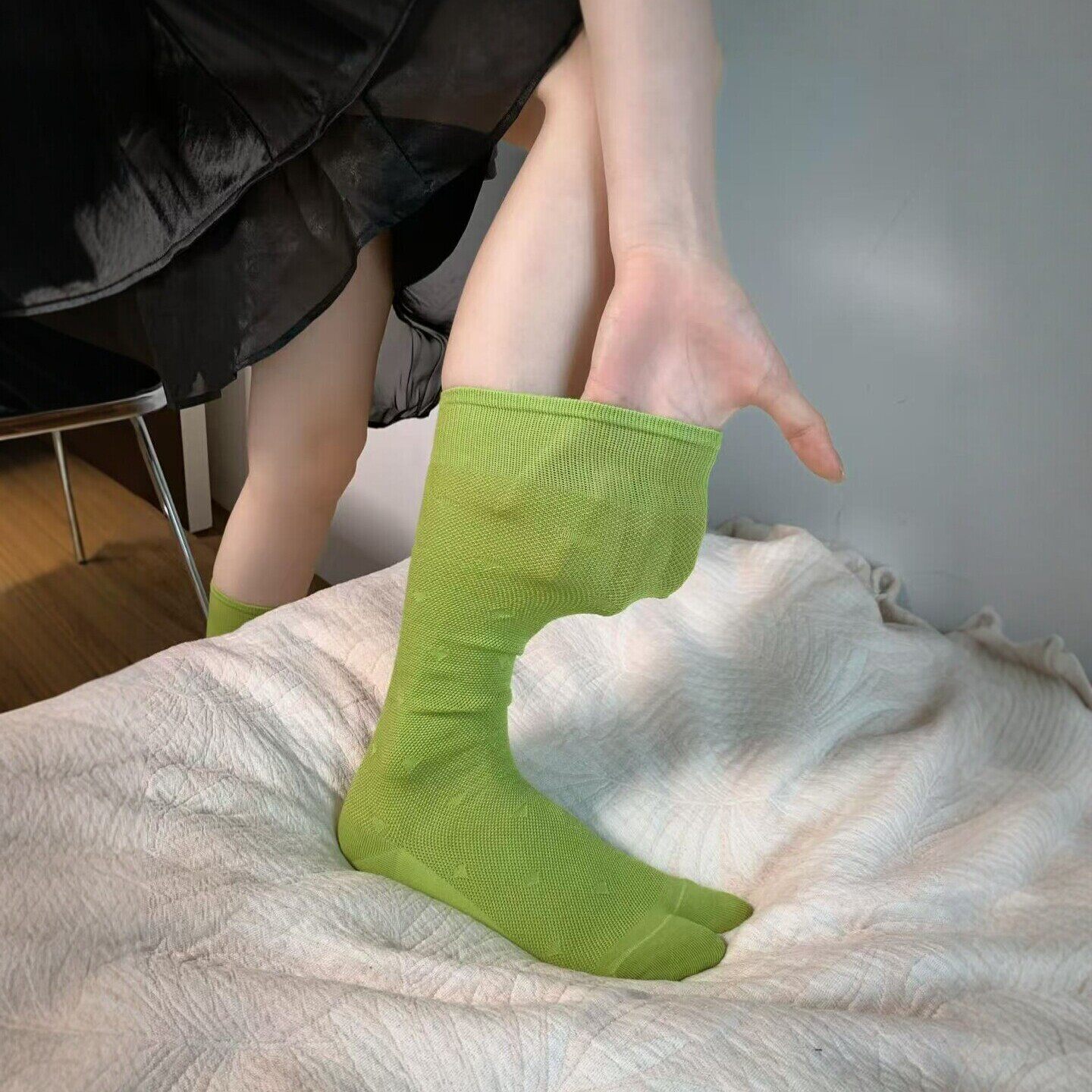 超有范的青绿色猪蹄鞋分趾小腿袜