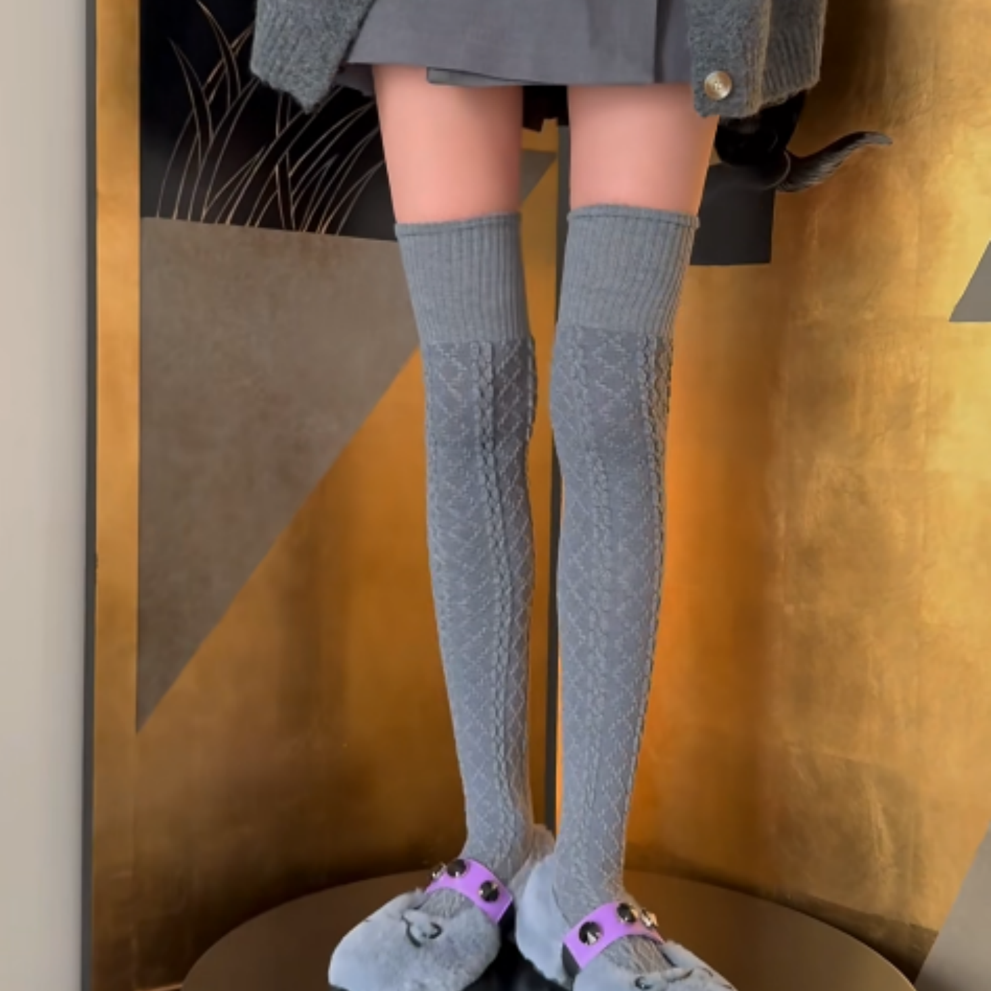 "不费力的格雷灰"高级感羊毛过膝高筒袜加厚保暖百搭显瘦大腿袜女,女士内衣/男士内衣/家居服,长筒袜,淘宝优惠券,粉丝福利购,淘宝优惠卷