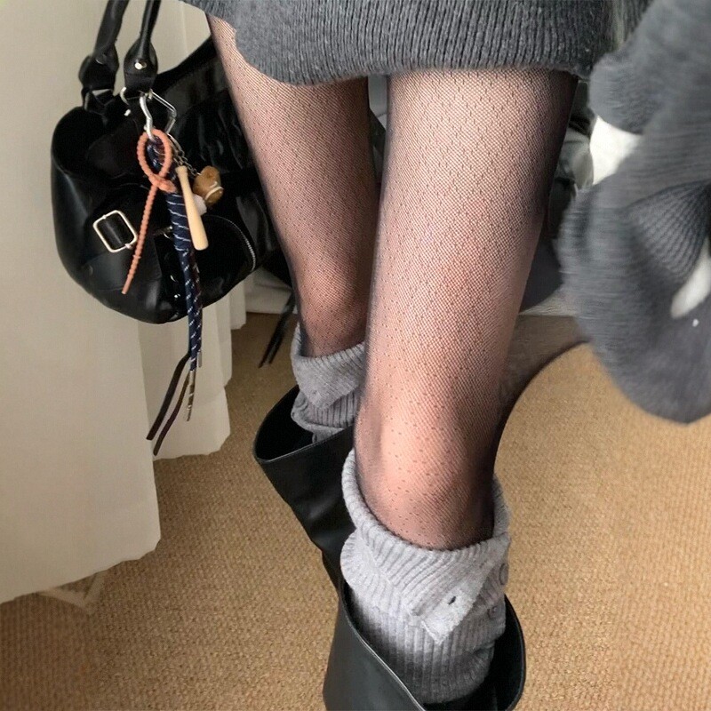 细网丝袜高级呀！透肤灰丝菱格纹