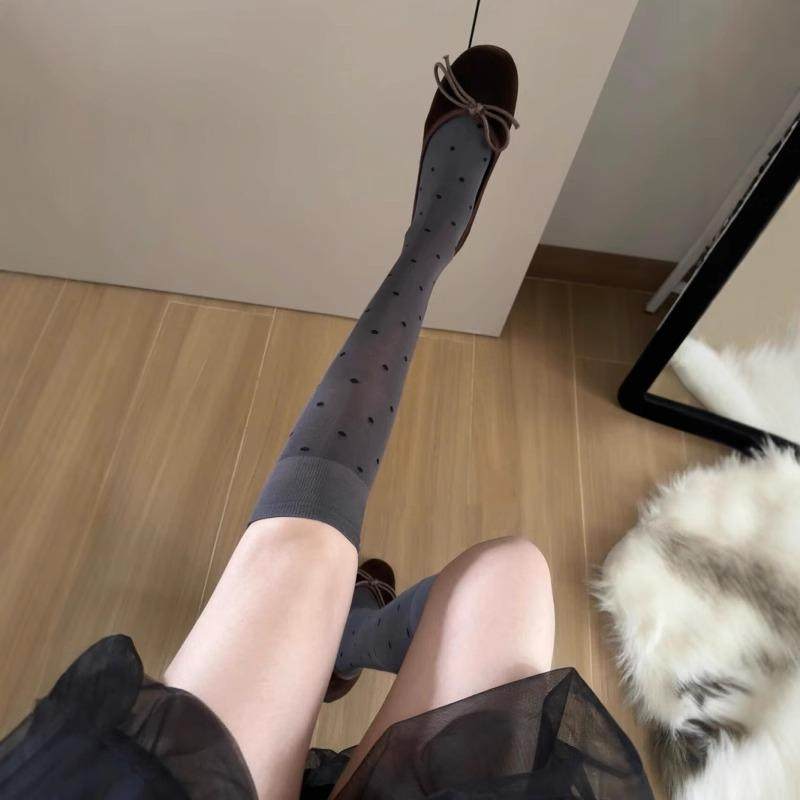 冰凉小腿袜～30度高温也能当空调袜！波点袜是高级纯欲天花板鞋带
