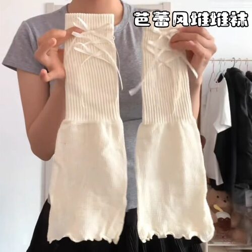 蝴蝶结长筒袜腿套修饰腿型春夏季