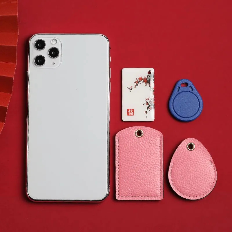 门禁卡套水滴形真皮小长方形门卡