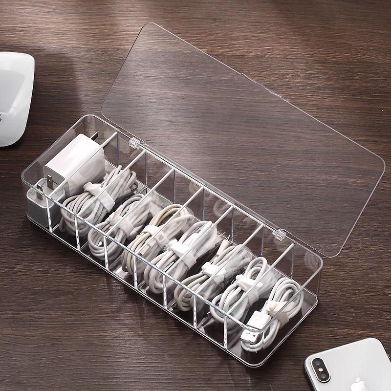 数据线收纳盒大容量手机充电器整理神器桌面集线理线盒实用家居