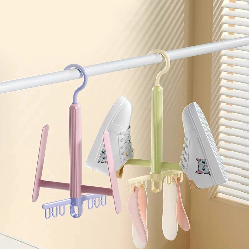 多巴胺家用阳台晒鞋子神器多功能晾衣架可旋转室外晾晒鞋架子宿舍