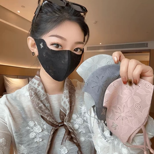 防晒口罩女2026夏季蕾丝防晒立体口罩女士护眼角轻薄透气遮脸面罩