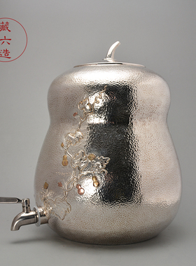 日本藏六造 纯银999纯手工一张打纯银水缸 大容量高工储水缸