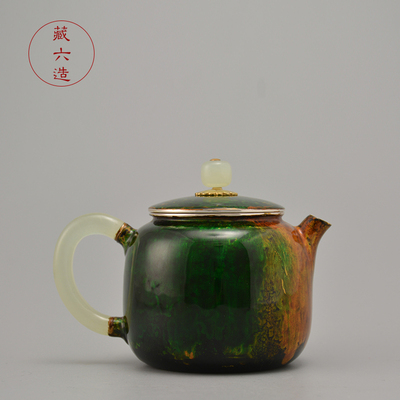 银壶 藏六造 大漆碧落泡茶壶 纯银999纯手工泡茶壶 家用小银壶