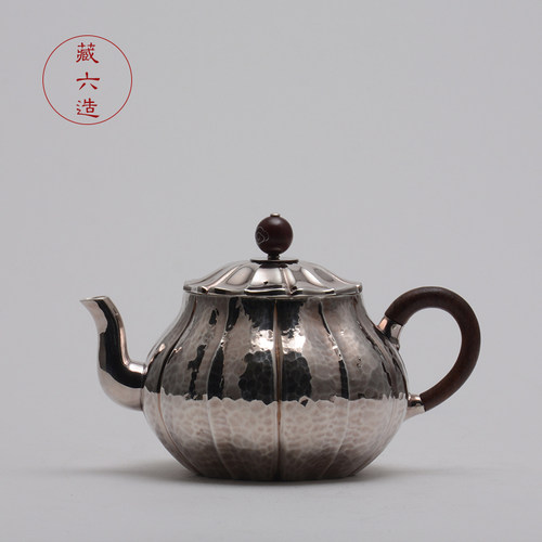 银壶 藏六造花瓣形急须 纯银999纯手工泡茶壶小银壶日本银茶具 - 封面