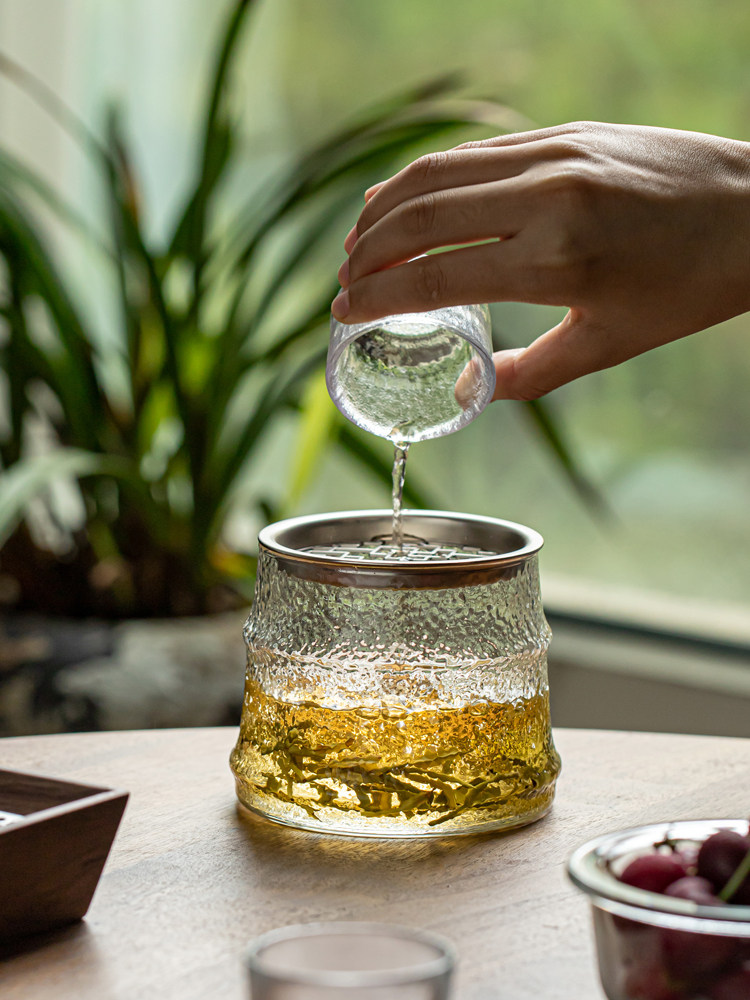玻璃茶渣缸水盂茶洗缸茶台废水桶茶桌建水茶渣桶带盖茶盂茶具配件
