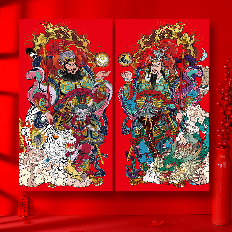 马年画门神2026新年春节国潮装饰玻璃贴纸秦叔宝尉迟恭神荼郁垒,节庆用品/礼品,门神,淘宝优惠券,粉丝福利购,淘宝优惠卷