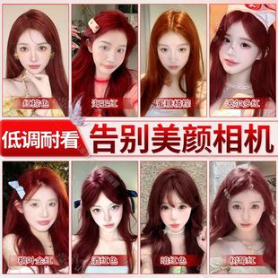 买一送一玫瑰粉棕色染发剂流行色网红美妆主播自己在家染发膏染色