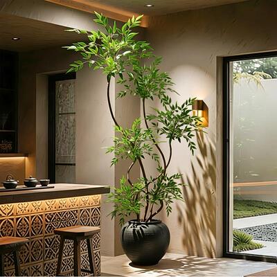 绿植仿真南天竹室内高级感盆栽装饰摆件客厅仿生植物落地造型假树