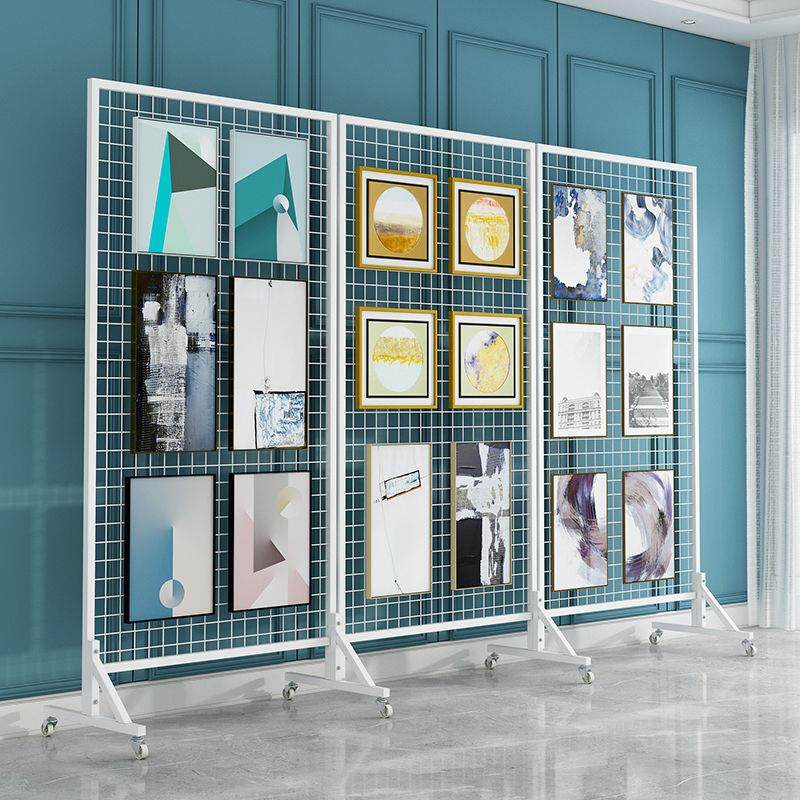 铁艺折叠网格网片幼儿园画展作品落地展示架可移动展览户外置物架