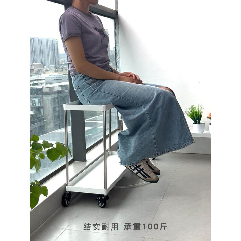 带轮可移动花架客厅落地式新款双层金属阳台置物架庭院花盆架