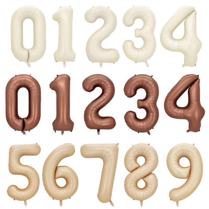 32寸铝膜奶白焦糖色数字