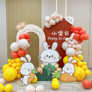 周岁生日布置 男女兔宝宝一周岁装饰场景背景墙套餐宴会kt板定制