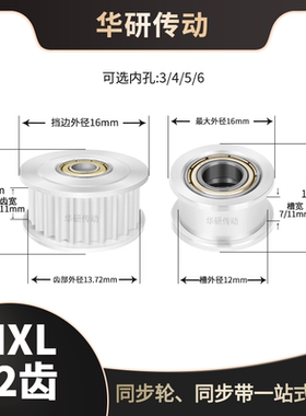 MXL22齿同步轮涨紧轴承槽宽7/11光齿面内孔3/4/5/6/8同步带轮传动