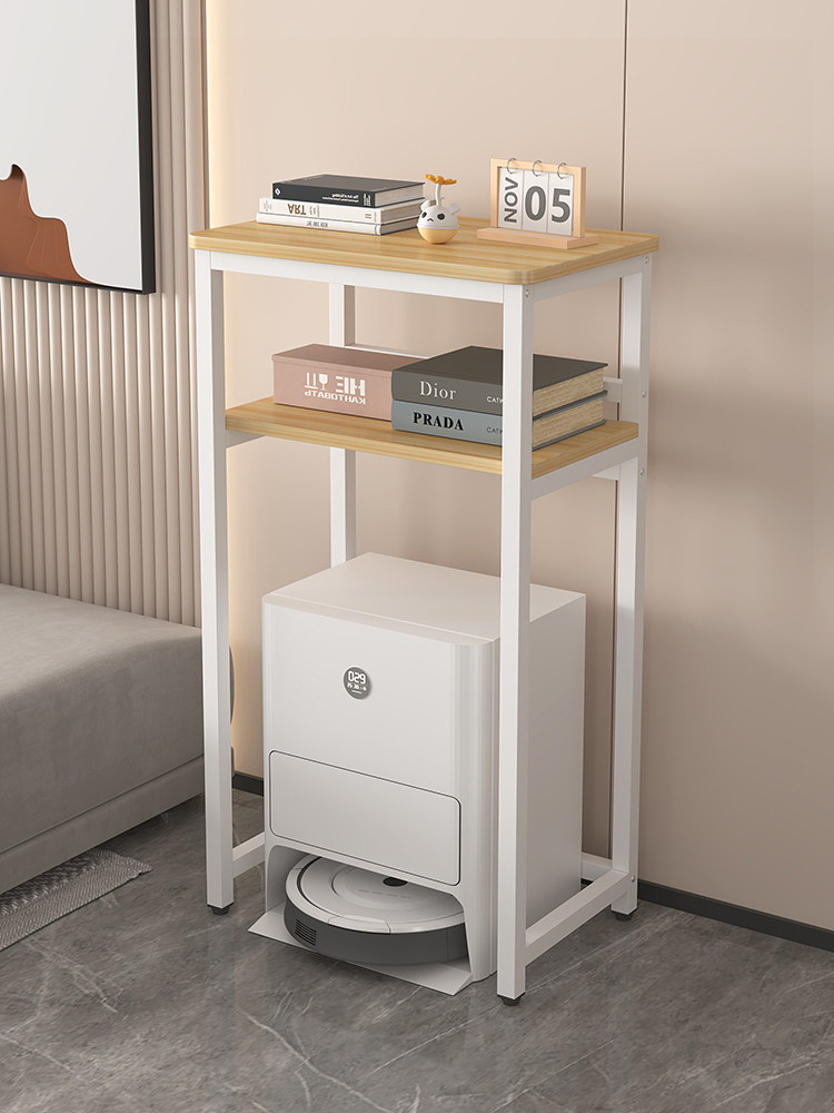 扫地机器人置物架二层家用大容量多功能落地收纳柜边几饮水机架子