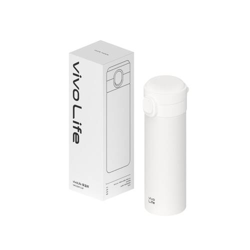 vivo Life大白高颜值保温杯304弹盖不锈钢水杯便携学生大容量简约