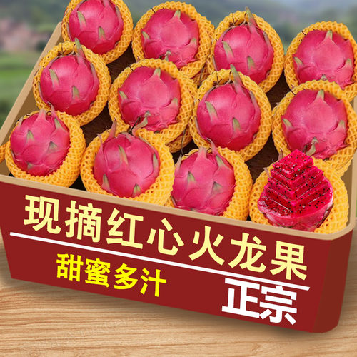红心火龙果6颗大果，香甜多汁！