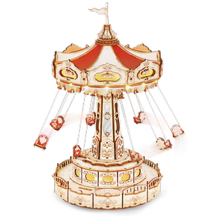 若客旋转八音盒惊奇游乐场diy手工拼装音乐盒积木空中飞椅礼物女