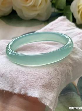 2025冰种油青色玉髓远山黛细厚手镯欧美新品玛瑙女款玉石镯子玉镯