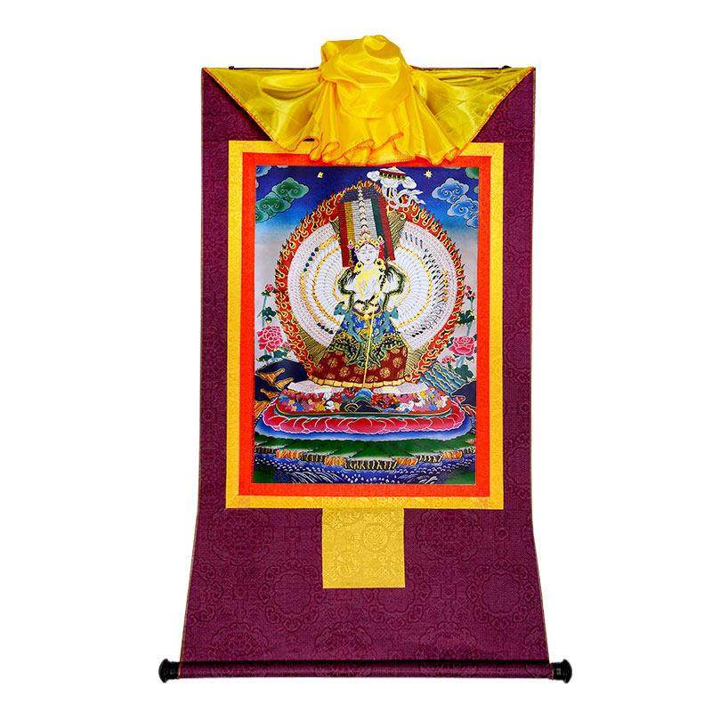 2026藏式鎏金唐卡，千手千眼大白伞盖，家庭客厅唐卡入口大厅挂画