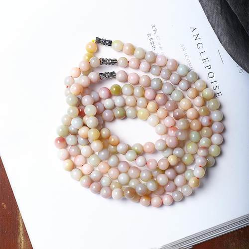 2025天然老矿料盐源玛瑙马卡龙色圆珠款项链 女款盐源玛瑙饰品礼