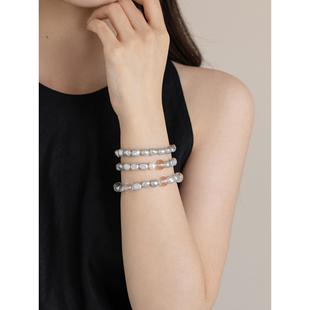 2025小丽娇灰色蓝色光巴洛克淡水珍珠手炼妇女真正的天然白色水晶