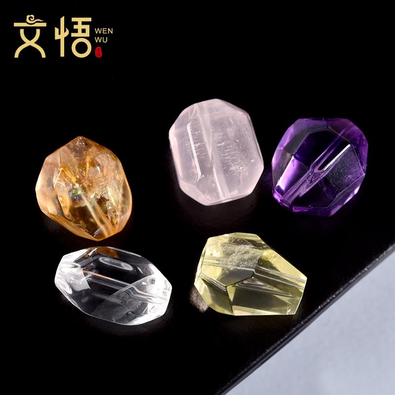 2025天然黑金超黄塔晶随形散珠子白紫黄水晶粉晶手串配珠串珠手链
