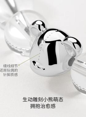 2025KKLUE小熊系列简约白水晶串珠手链轻奢小众设计感透明银手串