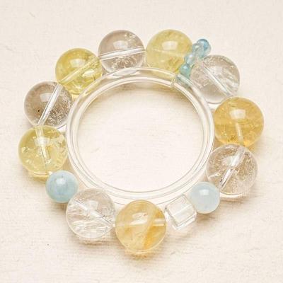 2025【夏日野炊】天然白水晶手串女款柠檬晶海蓝宝轻奢高级感手链