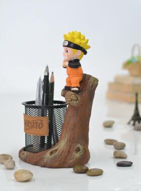 2026儿童节礼物Q版火影忍者树脂工艺品摆件 漩涡鸣人笔筒卡卡西文