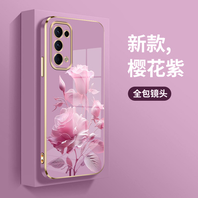 适用OPPOReno5手机壳Reno5pro+时尚PDRMOO新款直边电镀壳PEGM00超薄防摔OPPOReno5pro+硅胶个性女创意防摔男