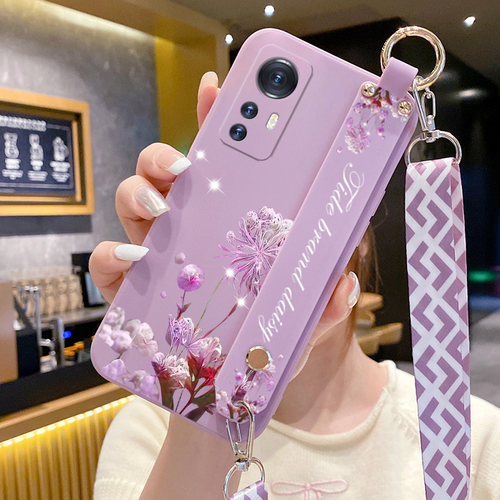 适用小米12手机壳xiaomi12pro新款液态硅胶小米12x腕带支架2206122SC男女小米12spro防摔mi12sultra全包奢华