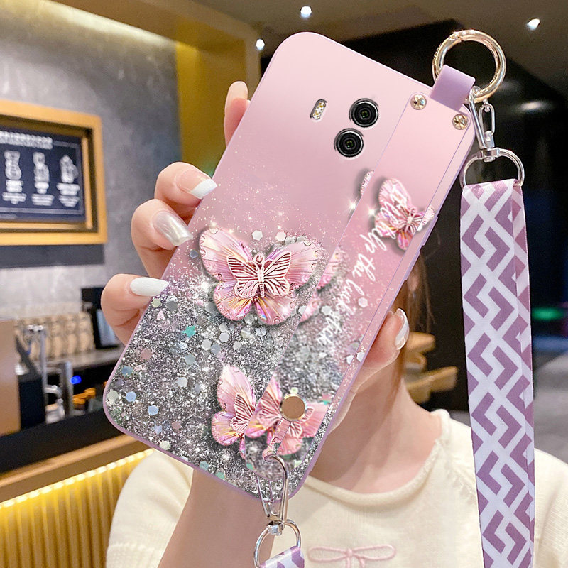 适用华为mate10手机壳腕带支架LON-AL00新款液态硅胶华为mate9pro斜跨挂绳huaweimate10Pro男女BLA-AL00时尚