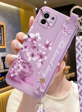 适用小米11手机壳M2101K9C新款液态硅胶xiaomi11青春版腕带支架M2011K2C防摔mi11pro男女M2102K1AC全包创意