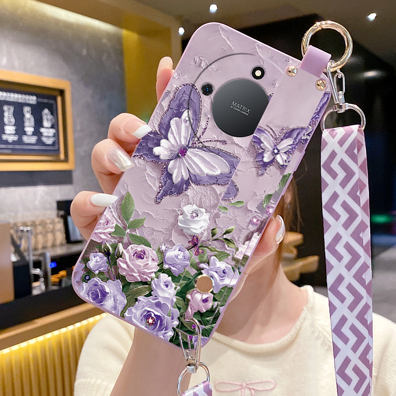 适用于荣耀X70手机壳新款支架x70i斜挎挂绳x60硅胶软x60pro简约x60i奢华x50腕带x50i时尚x50iplus可爱x40女9x