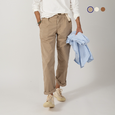 国棉壹厂轻磅法式褶裥全棉卡其裤